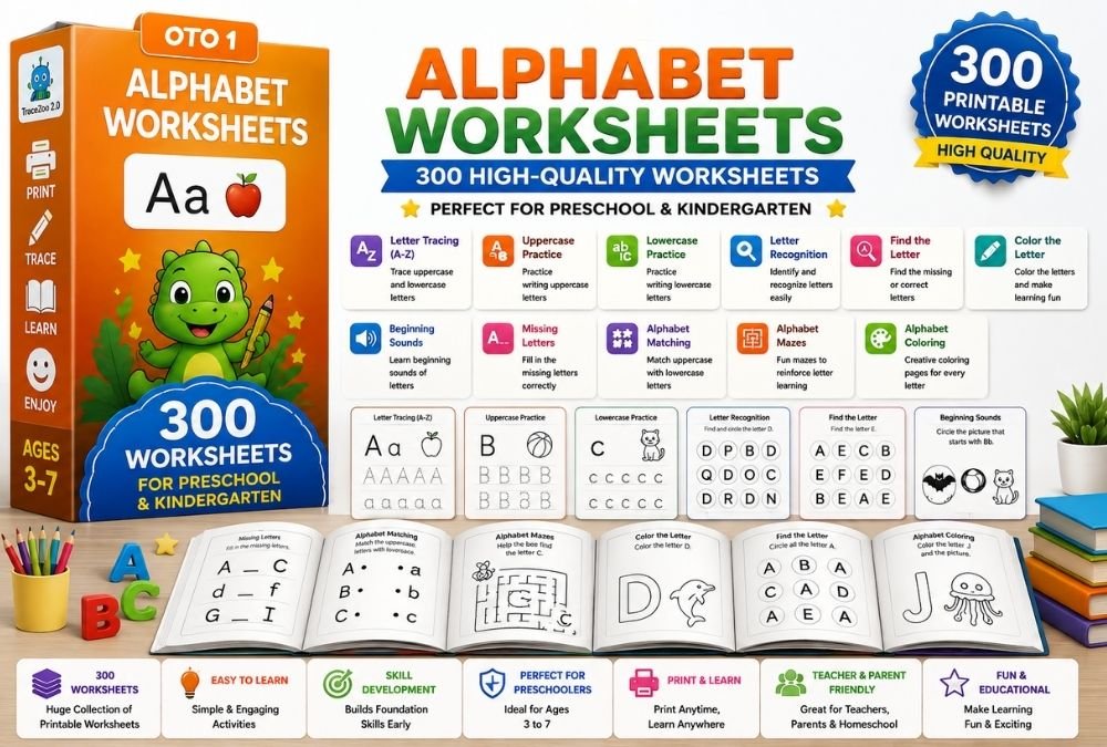 Alphabet Worksheets — 300 high-quality printable worksheets preview