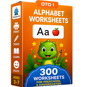 Product box — Alphabet Worksheets (OTO 1)